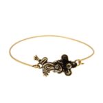 Bracciale artigianale a forma di rana con zaffiro e smeraldo