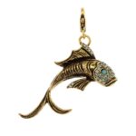 Pendente artigianale a forma di pesce con pietre dure