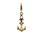 Pendente artigianale a forma di ancora con granato