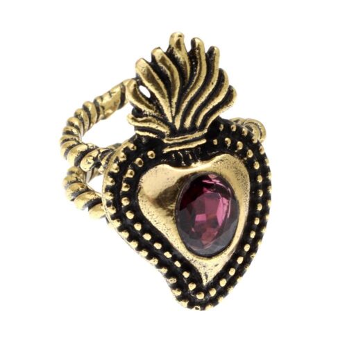 Sacred Heart Ring with garnet - Image 1