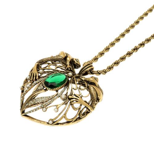 Frogs and Green Crystal Necklace - Image 2