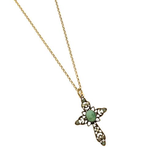 Emerald Cross Necklace - Image 1