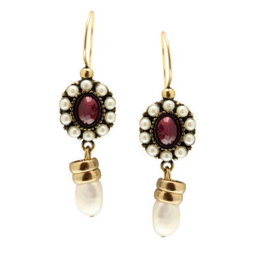 Classic Ruby and Pearl Earrings - Image 1