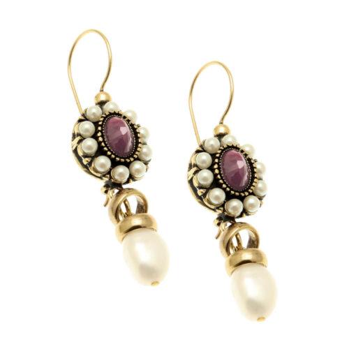 Classic Ruby and Pearl Earrings - Image 2
