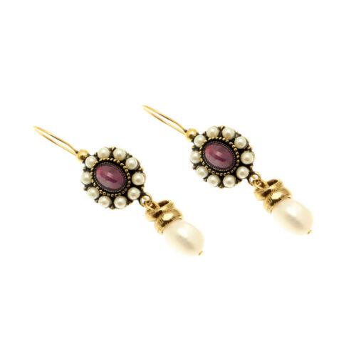 Classic Ruby and Pearl Earrings - Image 3