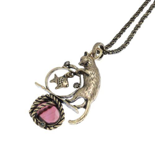 Cat Necklace with Garnet - Image 3