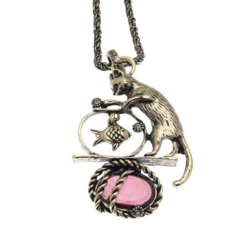 Cat Necklace with Garnet - Image 2