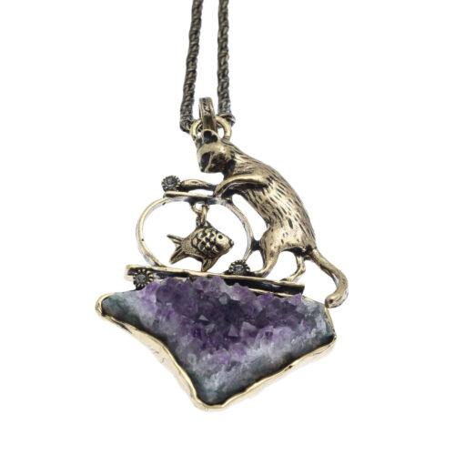 Cat Necklace with Amethyst Large - Image 2