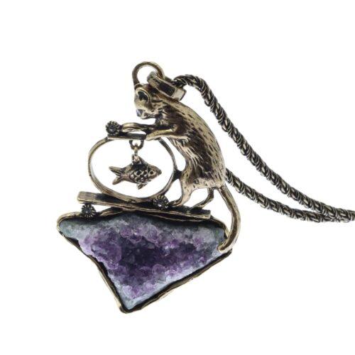 Cat Necklace with Amethyst Large - Image 4