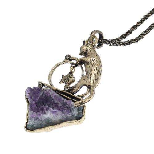 Cat Necklace with Amethyst Large - Image 3