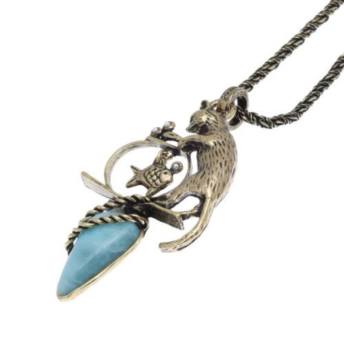 Cat Necklace with Larimar - Image 3