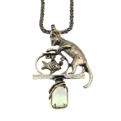 Cat Necklace with Lemon Quartz - Image 2