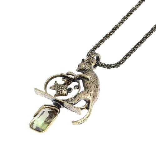 Cat Necklace with Lemon Quartz - Image 3