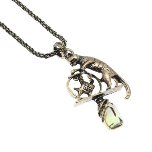 Cat Necklace with Lemon Quartz