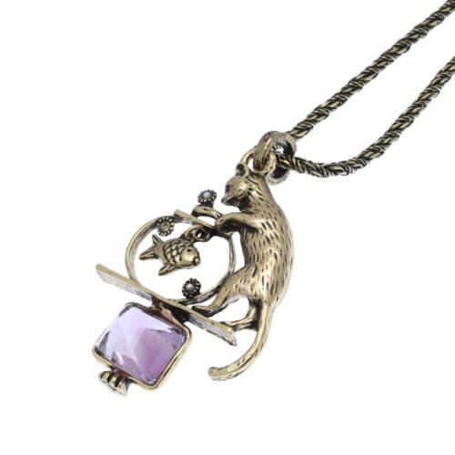Cat Necklace with Amethyst - Image 3
