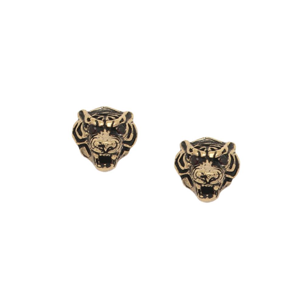 Tiger Earrings with Garnet