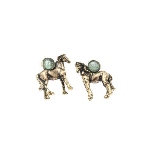 Emerald Earrings with Horse - Image 3