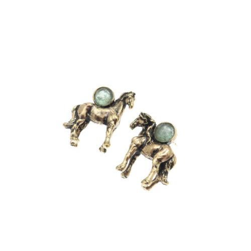 Emerald Earrings with Horse - Image 2