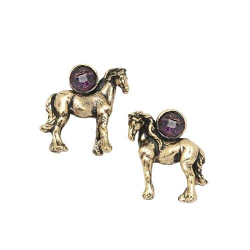 Amethyst Earrings with Horse - Image 1
