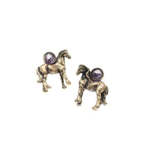 Amethyst Earrings with Horse - Image 2