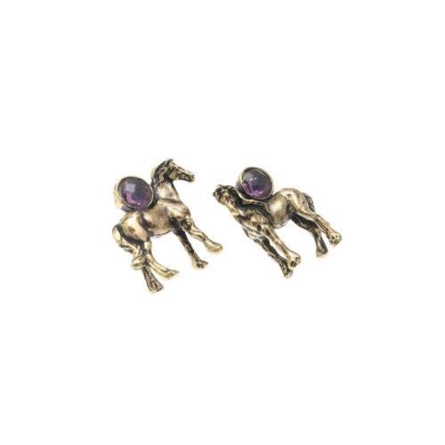 Amethyst Earrings with Horse - Image 3