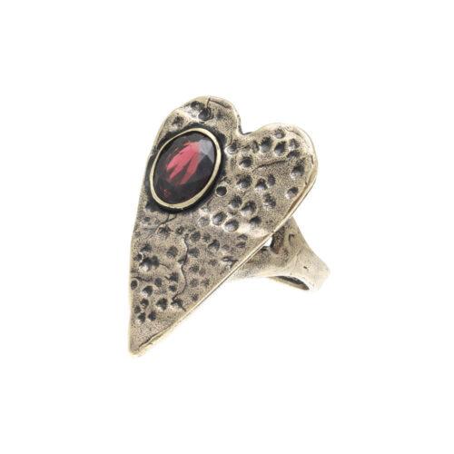 Heart Ring with Garnet