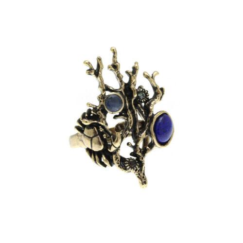 Coral Reef Ring with Lapis