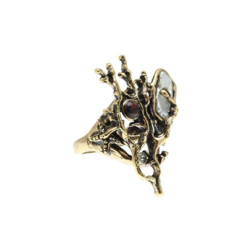 Coral Reef Ring with Pearl